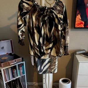 Elegant Women's Multicolor High Low Blouse